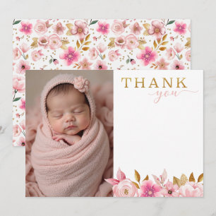 Tarjeta de agradecimiento a Rubor Pink Baby Shower