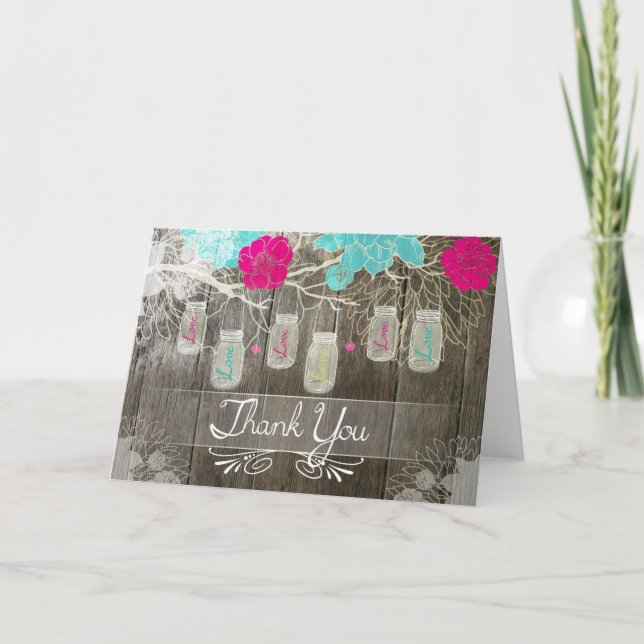 Tarjeta de agradecimiento a Rustic Mason Jar (Anverso)
