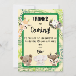 Tarjeta de agradecimiento a Safari Fiesta Birthday