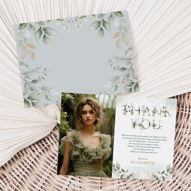 Tarjeta de agradecimiento a Sage Green 16th Birthd (Subido por el creador)