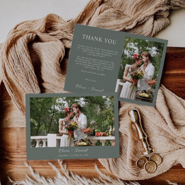 Tarjeta de agradecimiento a Sage Green Boda (Sage Green Wedding Thank You Card)
