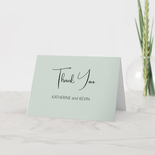 Tarjeta de agradecimiento a Sage Green Boda (Anverso)