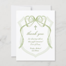 Tarjeta de agradecimiento a Sage Green Bow Escudo 
