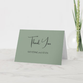 Tarjeta de agradecimiento a Sage Green Simple Boda