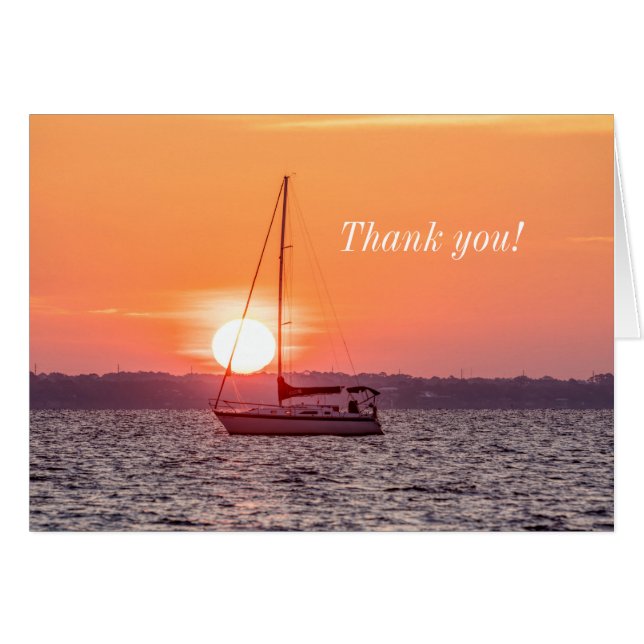 Tarjeta de agradecimiento a Sailboat Sunrise (Anverso (Horizontal))