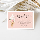 Tarjeta de agradecimiento a ScoopUp Bridal Shower<br><div class="desc">Ducha de novia rosa de inspiración retro con una tarjeta de agradecimiento que incluye un helado de color agua con flores.</div>
