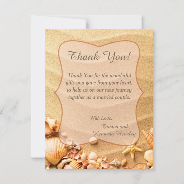 Tarjeta de agradecimiento a Seashell Beach 4x5 Fla (Anverso)