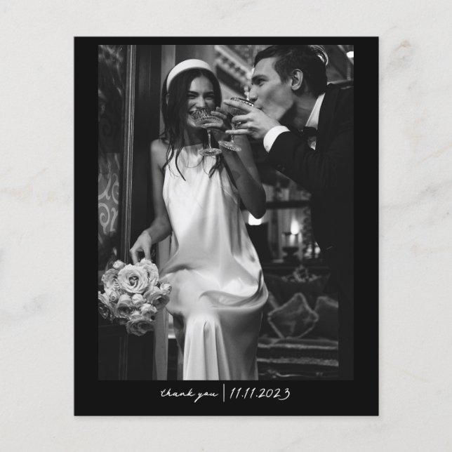 Tarjeta de agradecimiento a simple Boda de fotos d (Anverso)