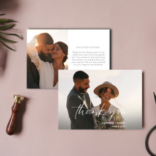 Tarjeta de agradecimiento a simple Boda de fotos M