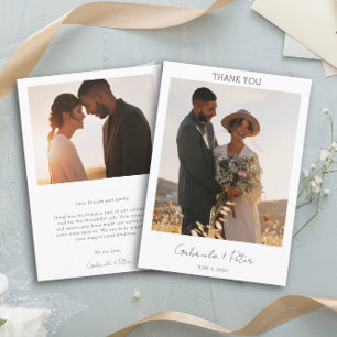 Tarjeta de agradecimiento a simple Boda de fotos M