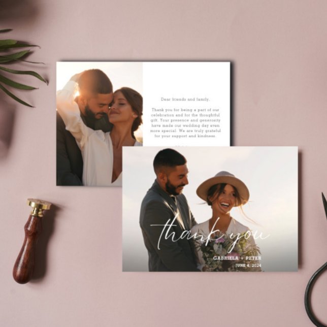 Tarjeta de agradecimiento a simple Boda de fotos M (Subido por el creador)