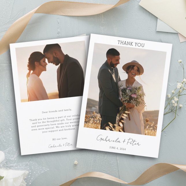 Tarjeta de agradecimiento a simple Boda de fotos M (Subido por el creador)