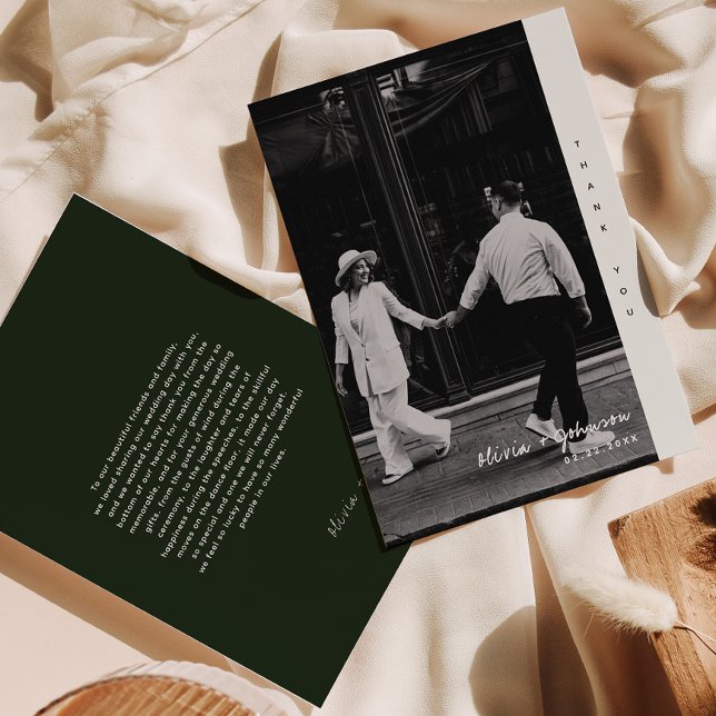 Tarjeta de agradecimiento a simple Boda de fotos M (Subido por el creador)