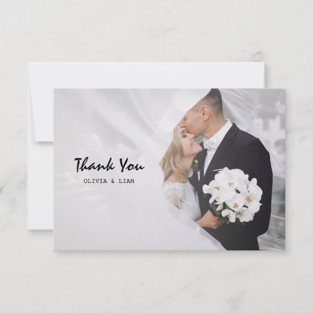 Tarjeta de agradecimiento a simple Boda de fotos P (Anverso)