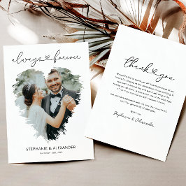 Tarjeta de agradecimiento a simple Boda fotográfic