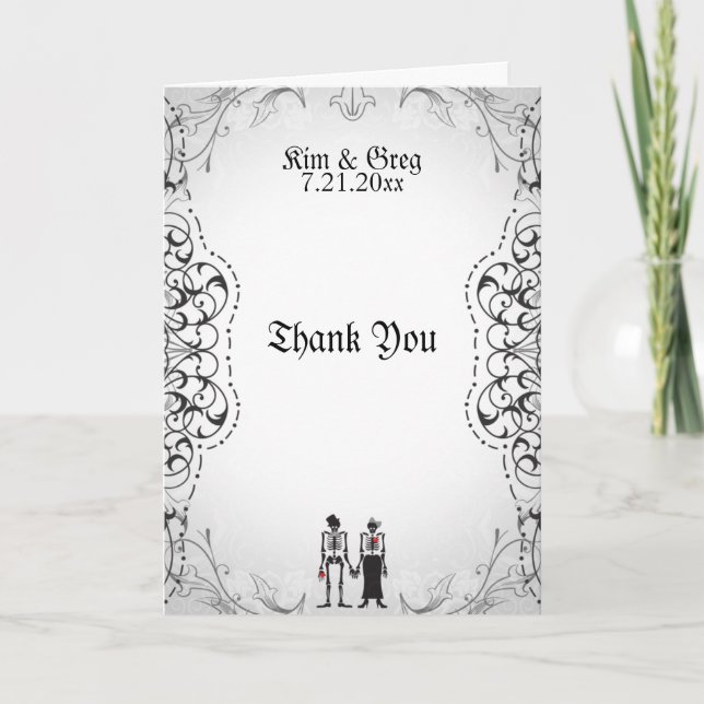 Tarjeta de agradecimiento a Skeleton Bride & Groom (Anverso)