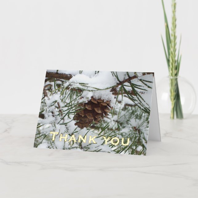 Tarjeta de agradecimiento a Snowowy Pine Cone (Anverso)