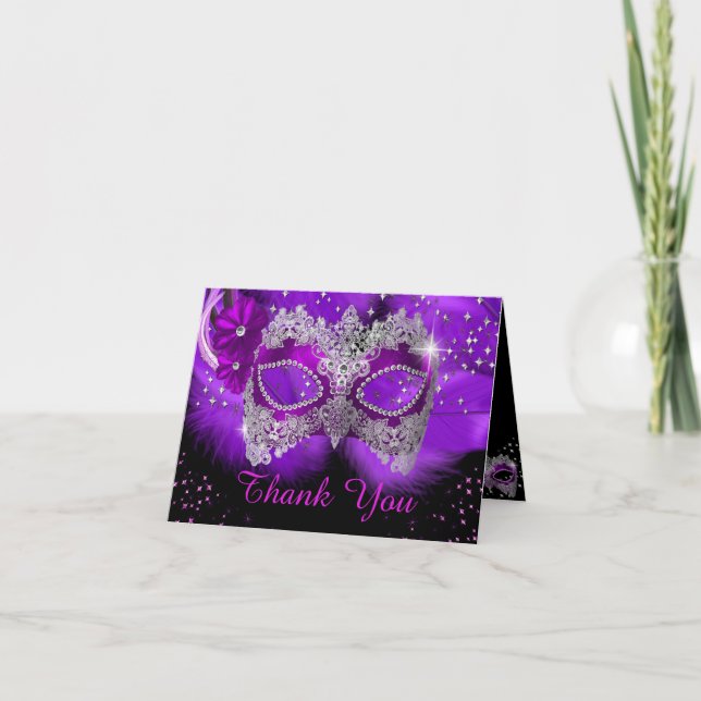 Tarjeta de agradecimiento a Sparkle Lace Mask Purp (Anverso)