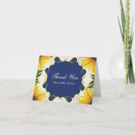 Tarjeta de agradecimiento a Sunflower & Blue Boda