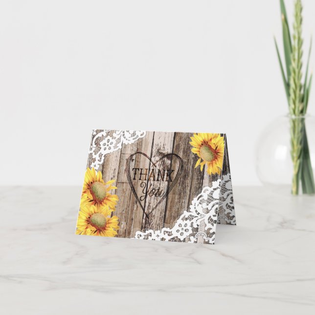 Tarjeta de agradecimiento a Sunflower Rust Wood an (Anverso)