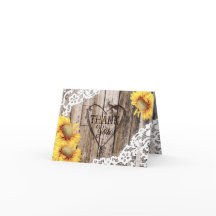 Tarjeta de agradecimiento a Sunflower Rust Wood an