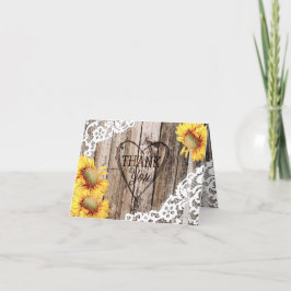 Tarjeta de agradecimiento a Sunflower Rust Wood an