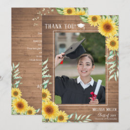 Tarjeta de agradecimiento a Sunflower rústico de m