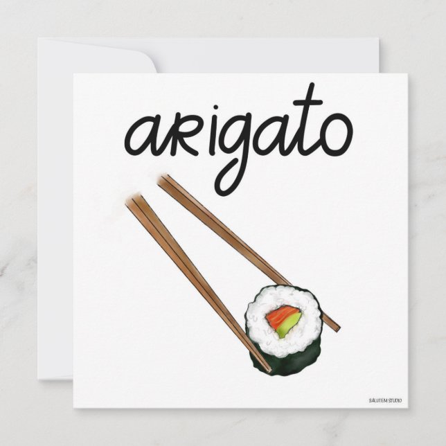 Tarjeta de agradecimiento a Sushi Arigato japonés (Anverso)