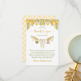Tarjeta De Agradecimiento A Sweet Little One Lemon Citrus Floral Baby Shower