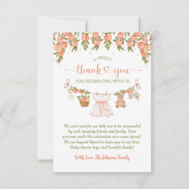 Tarjeta De Agradecimiento A Sweet Little Peach Clothesline Girl Baby Shower