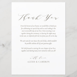 Tarjeta de agradecimiento a Taupe Dainty Script Bo