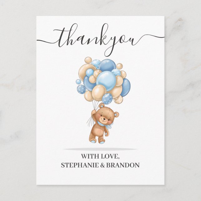 Tarjeta de agradecimiento a Teddy Bear Balloon (Anverso)