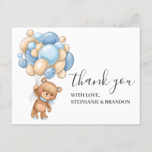 Tarjeta de agradecimiento a Teddy Bear BLUE Balloo
