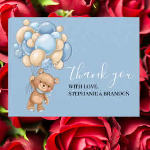 Tarjeta de agradecimiento a Teddy Bear BLUE Balloo