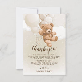 Tarjeta de agradecimiento a Teddy Bear con globos