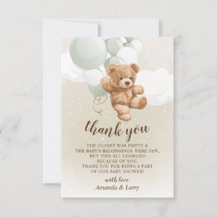 Tarjeta de agradecimiento a Teddy Bear con globos