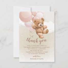 Tarjeta de agradecimiento a Teddy Bear con globos