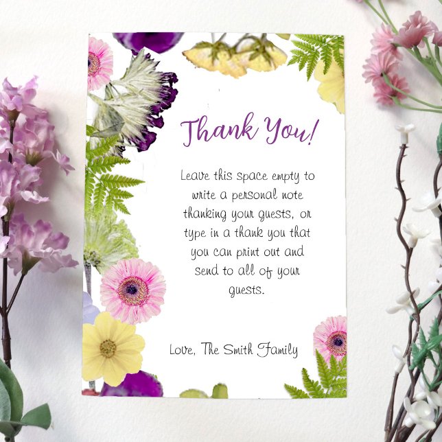 Tarjeta de agradecimiento a tema de flores silvest (Subido por el creador)