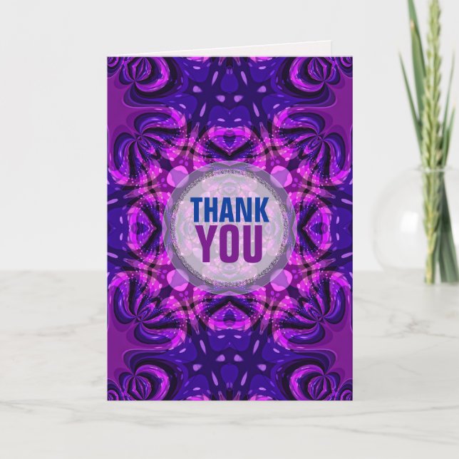 Tarjeta de agradecimiento a TieDye Batik Pink Purp (Anverso)