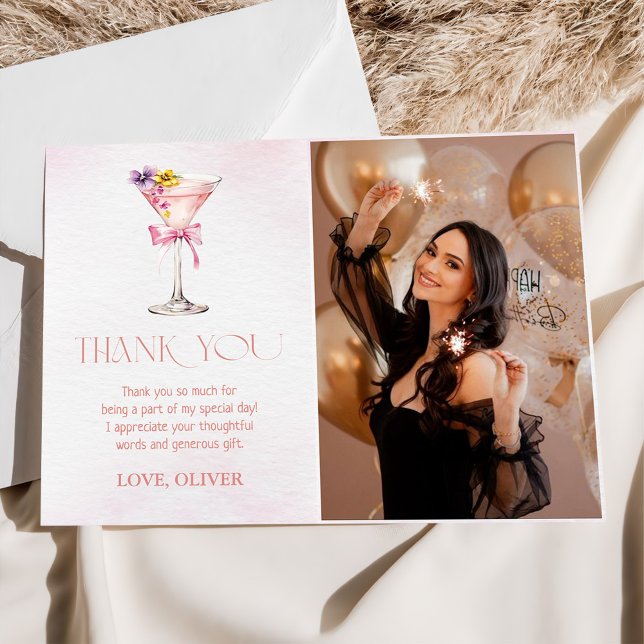 Tarjeta De Agradecimiento A Tini Bit Older Martini 30th Birthday Party Photo (Subido por el creador)