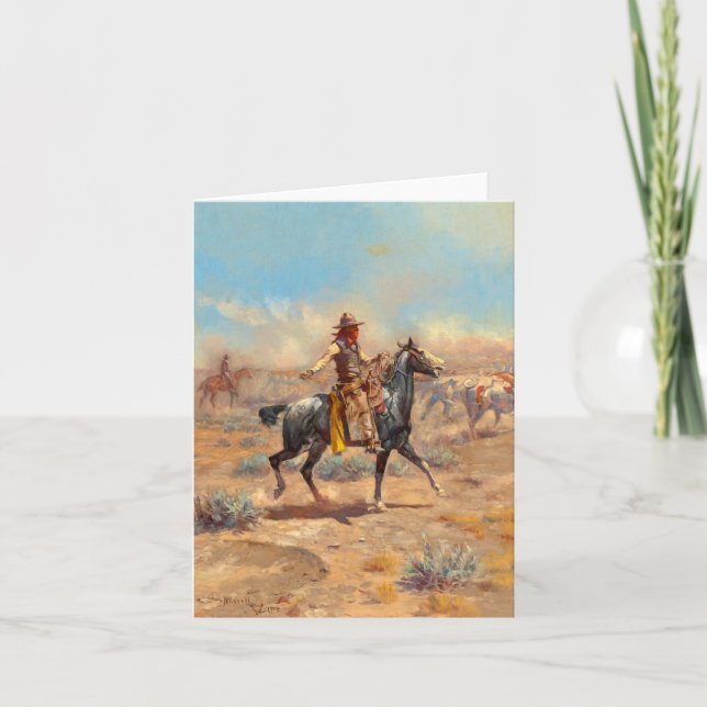 Tarjeta De Agradecimiento A través del álcali por Charles Marion Russell (Anverso)