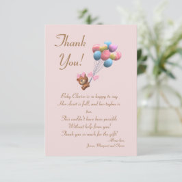 Tarjeta de agradecimiento a través del tema de Oso