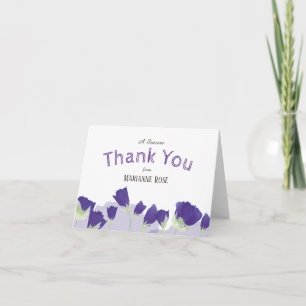 Tarjeta de agradecimiento a tulipanes morados