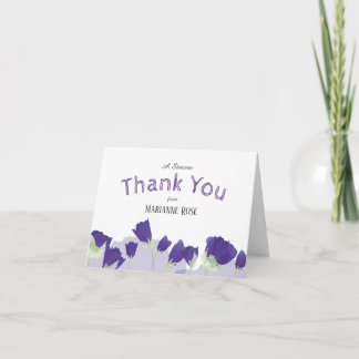 Tarjeta de agradecimiento a tulipanes morados