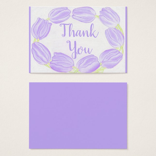 Tarjeta de agradecimiento a Tulips Border Purple F (Anverso y reverso)
