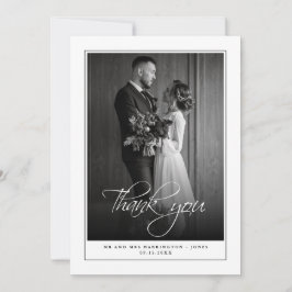 Tarjeta de agradecimiento a un Boda blanco negro c