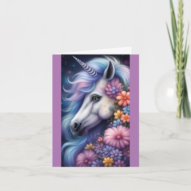 Tarjeta de agradecimiento a Unicorn Head With Flow (Anverso)