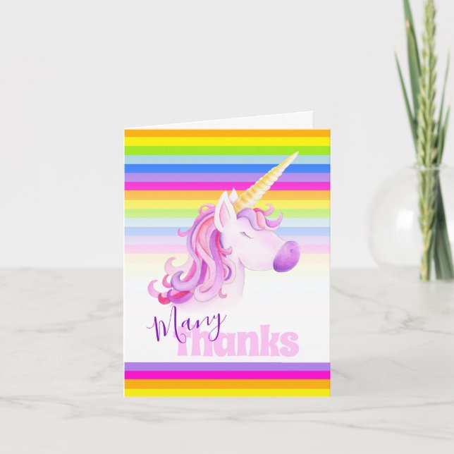 Tarjeta de agradecimiento a Unicorn rainbow (Anverso)