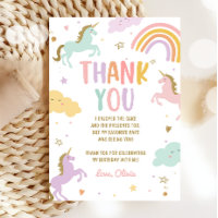 Tarjeta de agradecimiento a Unicornio Magico Rainb