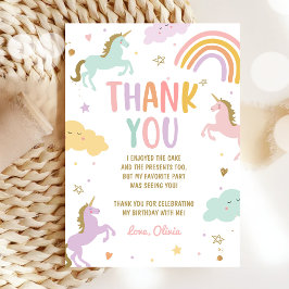 Tarjeta de agradecimiento a Unicornio Magico Rainb